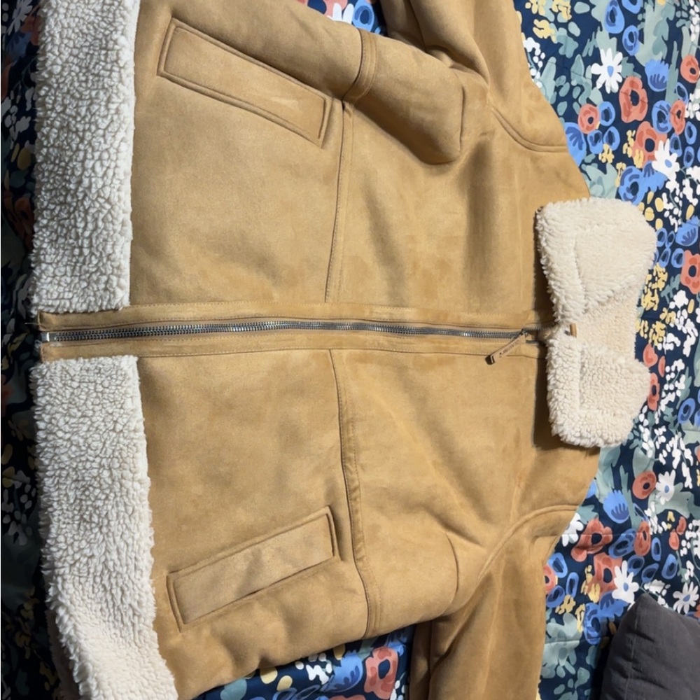 BearPaw Cream and Tan Sherpa Jacket
